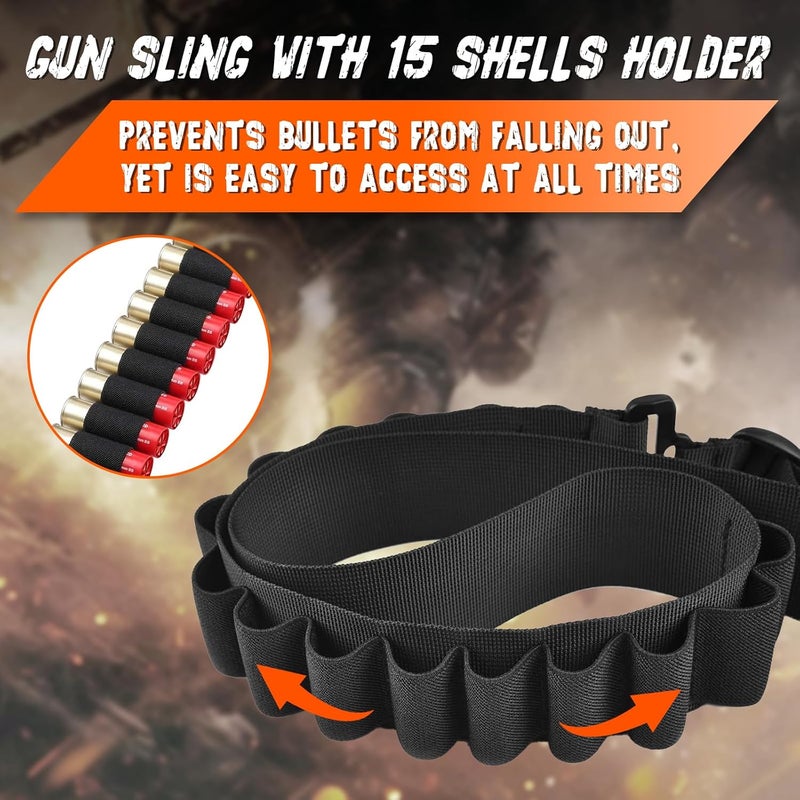 ZZY Shotgun Sling with Shell Holder Shotgun Sling for 12ga Gun Sling for Shotgun with 15 Shell Holders Gun Sling - Image 4